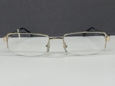Brille Herren Damen Gold eckig Metall groß Halbrand 54 19