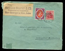 DEUT.REICH Firmenbrief 1920 OBER-SÄCKINGEN Philatelist. Versandhaus #41408