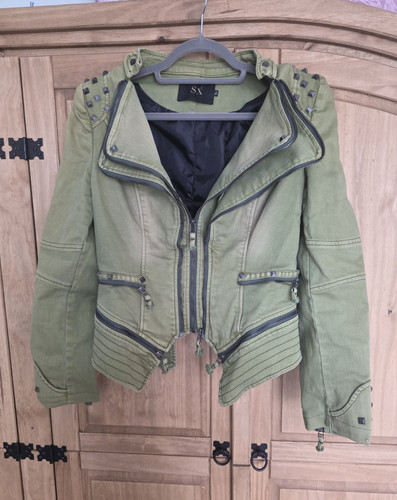 Damen bikerjacke kurz grün - sx,