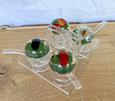 Abs. RAR 4er Plexiglas Menage komplett für Marmelade Honig Vintage 70er Jahre