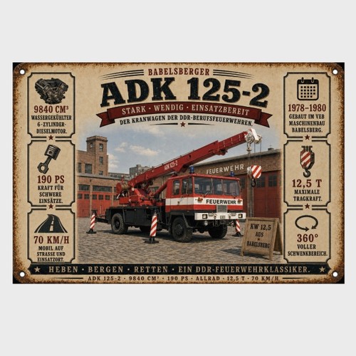 Blechschild adk125 kran - blechschild,