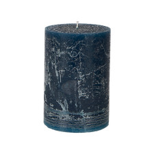 benzinblaue Säulenkerze, marineblau farbig rustikal große Kirchenkerze