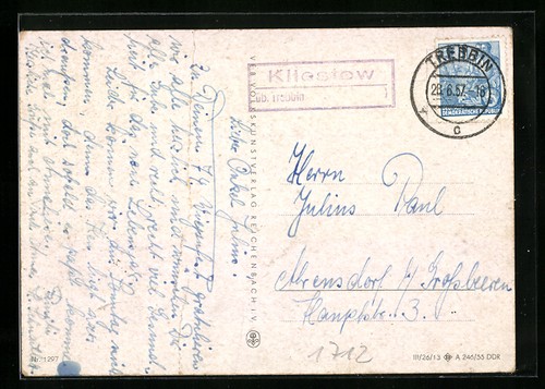 Postcard country postmark