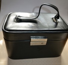 ** Beauty Case Kosmetikkoffer Leder, schwarz, rot mit Spiegel im Deckel **