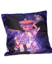 Kissenbezug  Kissen Elefant Handgefertigt Indien 40x 40 cm Baumwolle-Leinen Lila