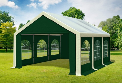Partyzelt 4x6m beige grün - 4x6m,