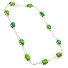 Kupfer Türkis Edelstein Handmade 925 Sterling Silber Schmuck Halsketten Größe