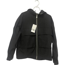Zara Mens Parka Jacket S Black