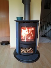 Hark Holzkaminofen, jeansblaue Kacheln, Baujahr 1998, 8 kw,mit Bodenplatte 