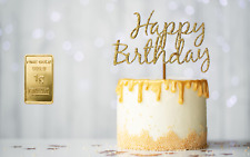 1,0 Gramm Feingold Motiv-Karte "Happy Birthday" Torte, Goldbarren echt 999,9