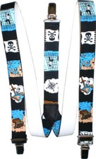 Hosenträger Kinder unisex Pirat Steuerrad Schatztruhe Y-Form 3Clipse schwarz