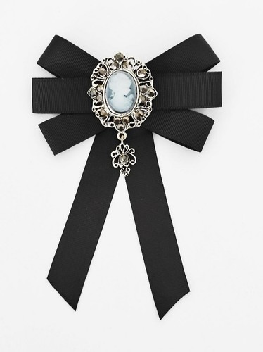 Schleifenbrosche strass perlen - strass,
