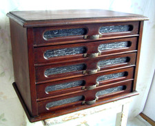 Frankreich Art Deco Nähkasten Kurzwaren Holz Box Schmuck Sammler-Vitrine Kommode