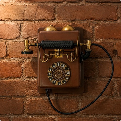 Antikes wandtelefon aus - aus, metall