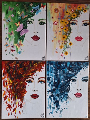 4er set acryl bilder - acryl,