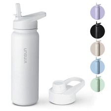 Trink Flasche Edelstahl 750ml Thermoflasche Sport Gym isoliert Strohhalm Vinsun