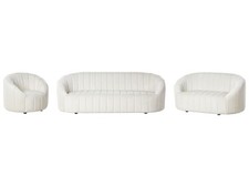 Sofa Set 3-teilig Samt weiß