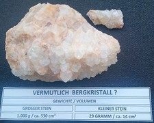 2 TEILE VERMUTLICH BERGKRISTALL 1 x GROSS 1 x KLEIN ROSENQUARZ FOSSILIEN STEINE