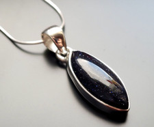 925 Sterling Silber Halskette blauer Sonnenstern / Blaufluss Stern Glitzer