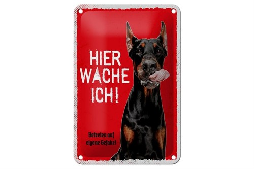 Blechschild dobermann hier - blechschild,