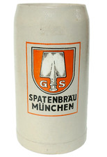 Alter Brauereikrug Spaten Bräu München Bierkrug Krug brewery stein Beerstein 1L