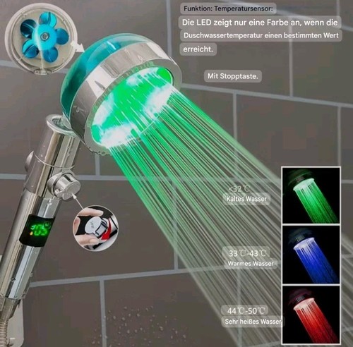 3in1 led duschkopf mit - 1a✓3in1,