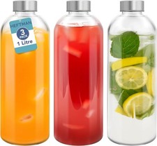 3x Glasflaschen 1l mit Deckel