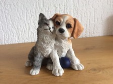Dekofigur  niedlicher BEAGLE-Welpe mit Katze - Topzustand - stand in Vitrine
