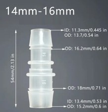 14mm auf 16mm Schlauchadapter Kalt Wasser Schlauchtülle Adapter Fitting Schlauch