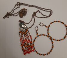 Konplott Ohrringe Ohrhänger und Kette Hippie Earthy Spice Schwarz, Orange, Rot