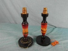 2 Stück Lampe Rares Vintage Bares Paar 1960 Rarität Leuchte Old Bemalt Holz 26b2