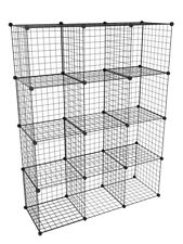 Drahtwürfel Regal 12 Fächer Modulregal Würfelregal Schwarz,142x109x38,5 cm