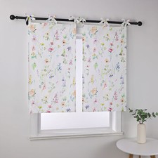 1er Scheibengardine mit Schlaufen Blume Bistrogardinen Küche Kurzgardine Modern