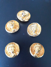 5 schöne Vintage Knöpfe Rena Lange Knöpfe goldfarben mit Schriftzug RENA LANGE