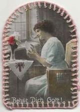 93/386 SAMMELBILD ??? ALTES UNIKAT - RÜCKSEITIG ZWEITBILD - RAND GESTICKT ?