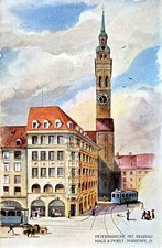 AK München Marienplatz Alter Peter Tram Hage& Poelt 1920er