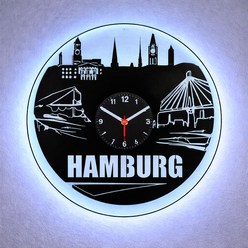 Wanduhr hamburg aus vinyl - hamburg,