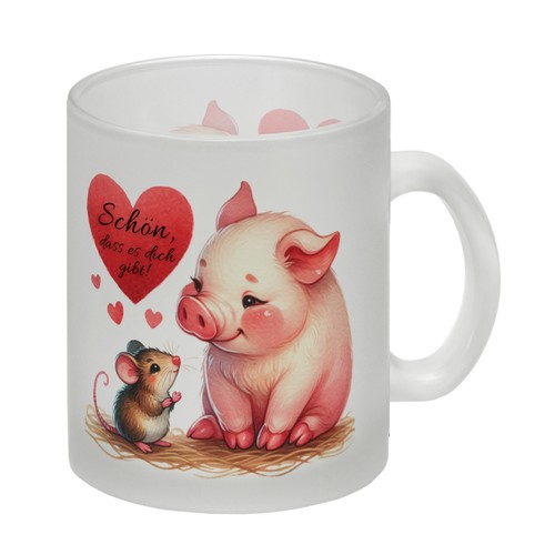 Schwein mit maus und herz - mit, glas