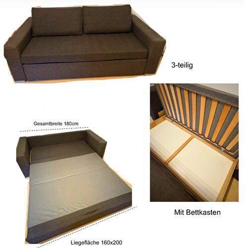Schlafsofa teilig grau mit - schlafsofa,