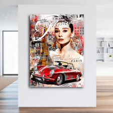 Pop Art Leinwandbild Audrey Hepburn Paris Wandbilder Wohnzimmer Bilder Deko