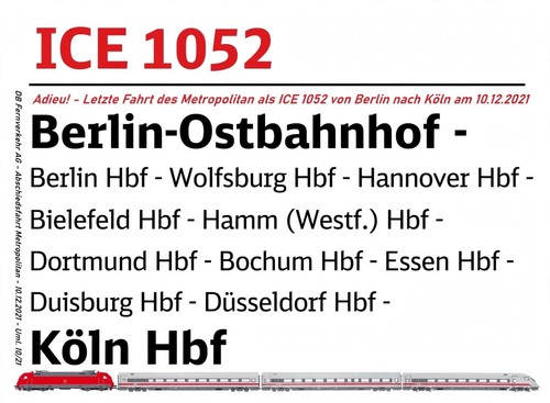 Zuglaufschild ice 1052 - zuglaufschild,