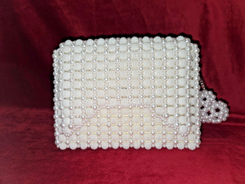 Perlen handtasche weißer - perlen-handtasche,