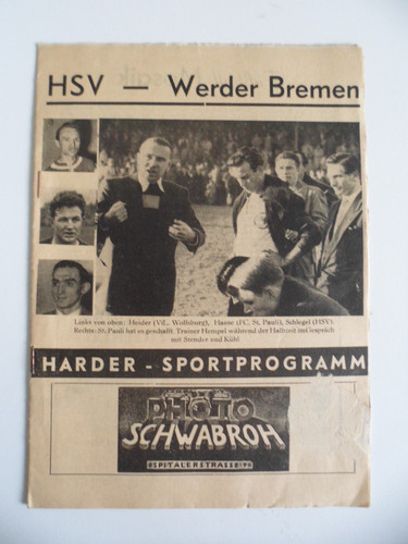Hsv werder bremen - hsv-werder, 1955/56