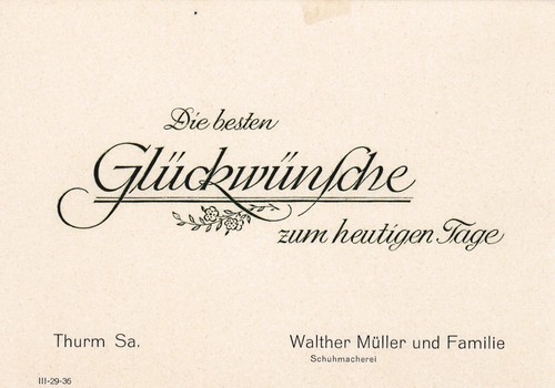 Thurm postkarte 1936 walther - thurm,, 1936,