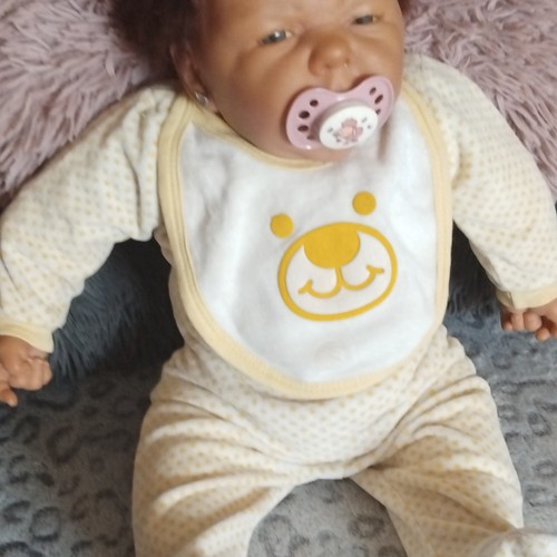 Babypuppe braune haare beiger - haare,,