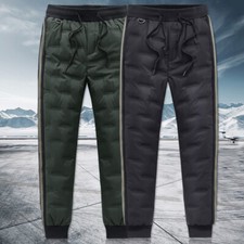 Herren 90% Entendaunen Gesteppt Gefüttert Hose Konisch Gepolstert Gestreift Warm