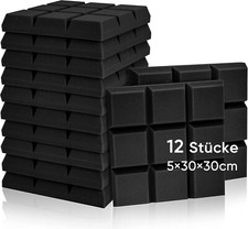 Fstop Labs 12 Stücke Akustikschaumstoff, 5x30x30 cm, 3D Schalldämmung, Pyramide