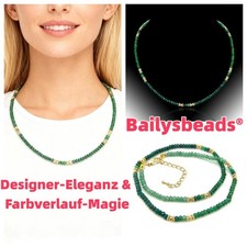 Designer Smaragd Halskette Kette Collier 3x4mm Farbeverlauf Damen Bailysbeads®