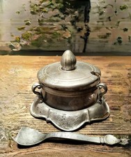 Zucker Dose Mit Glaseinsatz  Aus Zinn