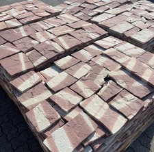 25M2  NATURSTEIN ROT GRAU SANDSTEIN MOSAIK POLYGONALPLATTEN  WAND BODEN STEINE